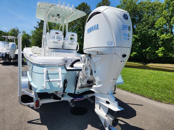 Slide: The Image of 2025 BlackJack 256 Coastal boat with Yamaha 350 engine on a trailer. - 3