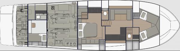 Slide: The Image of 2019 Bluegame BG62 yacht floor plan, showcasing engine room, cabins, and living areas. - 28