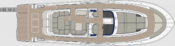 Slide: The Image of Top view layout of 2019 Bluegame BG62 yacht, showcasing deck and interior design. - 29