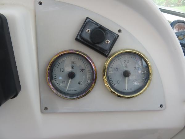 Slide: The Image of Close-up of Bluewater 5800 boat dashboard gauges, year 2000. - 47