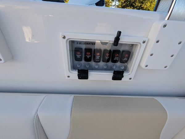 Slide: The Image of Control panel on a 2024 Bluewater Sportfishing 2850 boat. - 22