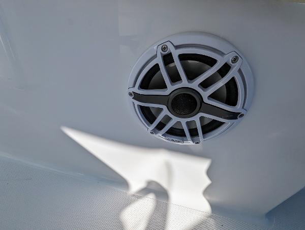 Slide: The Image of Close-up of speaker on 2024 Bluewater Sportfishing 2850 boat. - 26