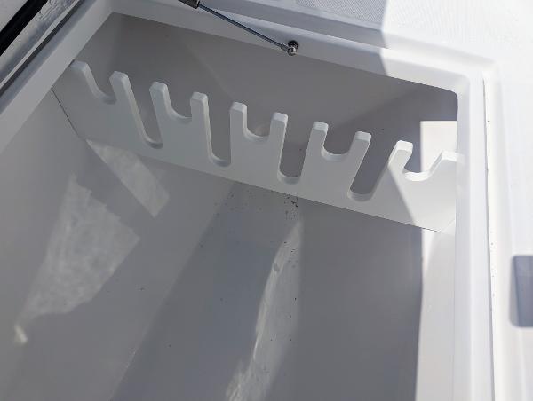 Slide: The Image of Rod storage compartment on 2024 Bluewater Sportfishing 2850 boat. - 34