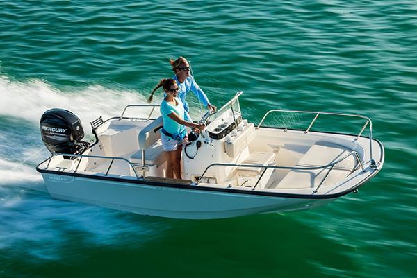 Slide: The Image of Manufacturer Provided Image: 2024 Boston Whaler 150 Montauk boat cruising on open water. - 16