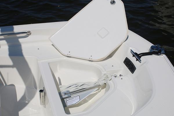 Slide: The Image of Manufacturer Provided Image: 2024 Boston Whaler 150 Montauk boat anchor storage compartment. - 19