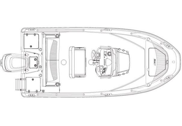 Slide: The Image of Top view schematic of 2019 Boston Whaler 180 Dauntless boat layout. - 1
