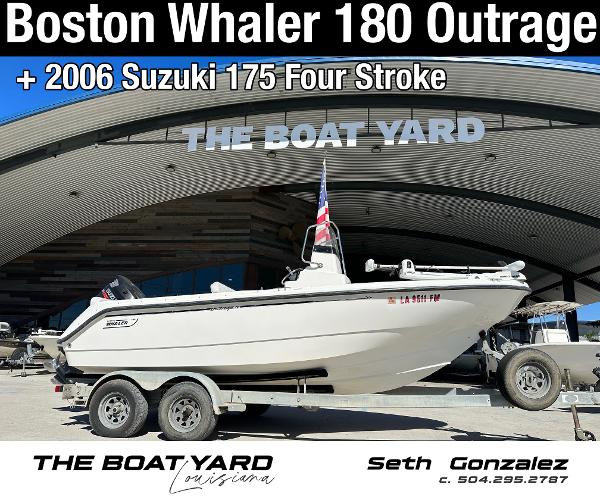 Slide: The Image of Boston Whaler Outrage 18 boat with 2006 Suzuki engine at The Boat Yard, Louisiana. - 1