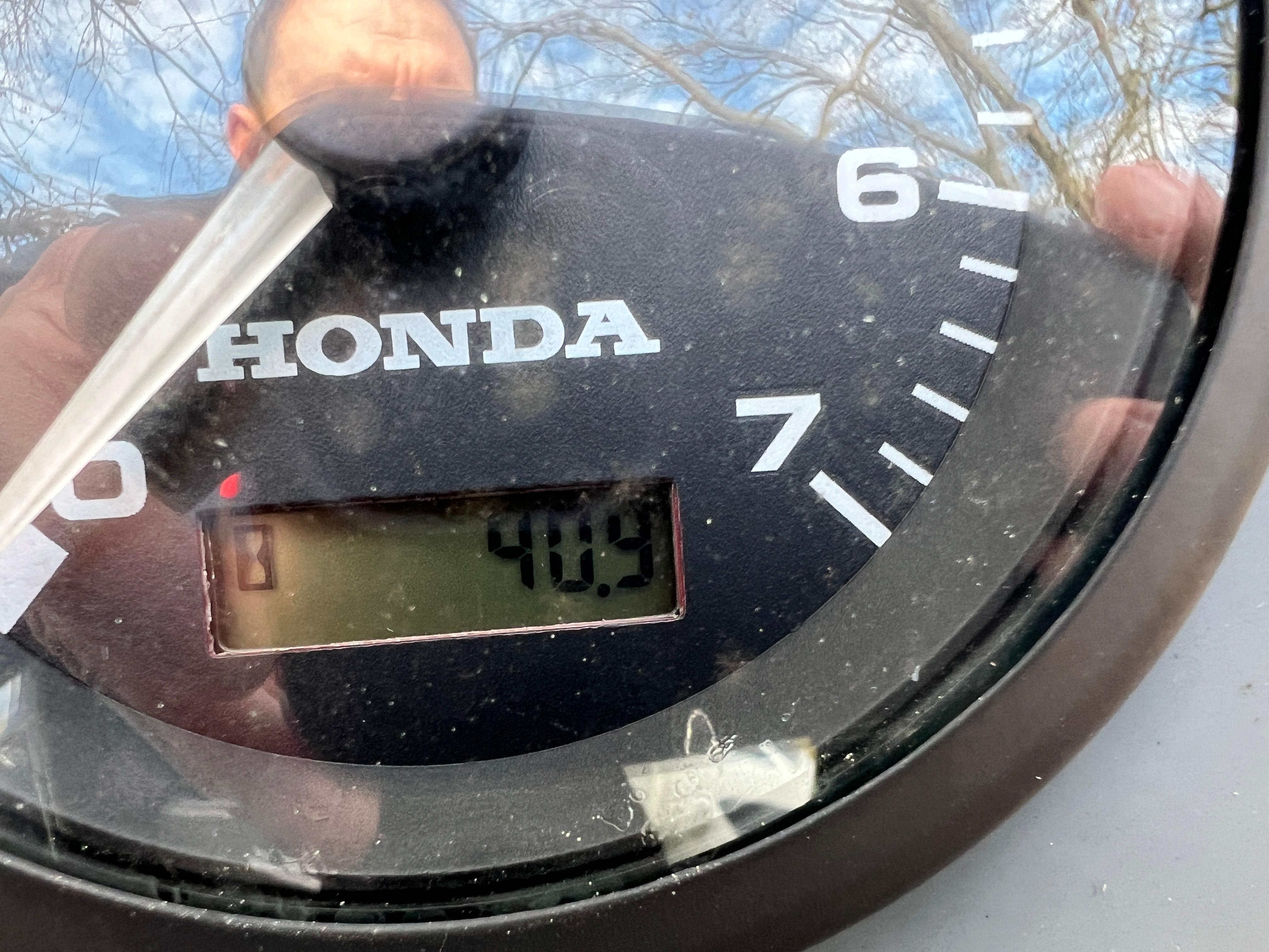 Slide: The Image of Honda tachometer on a 2021 Brig Inflatables Navigator 520 boat. - 1