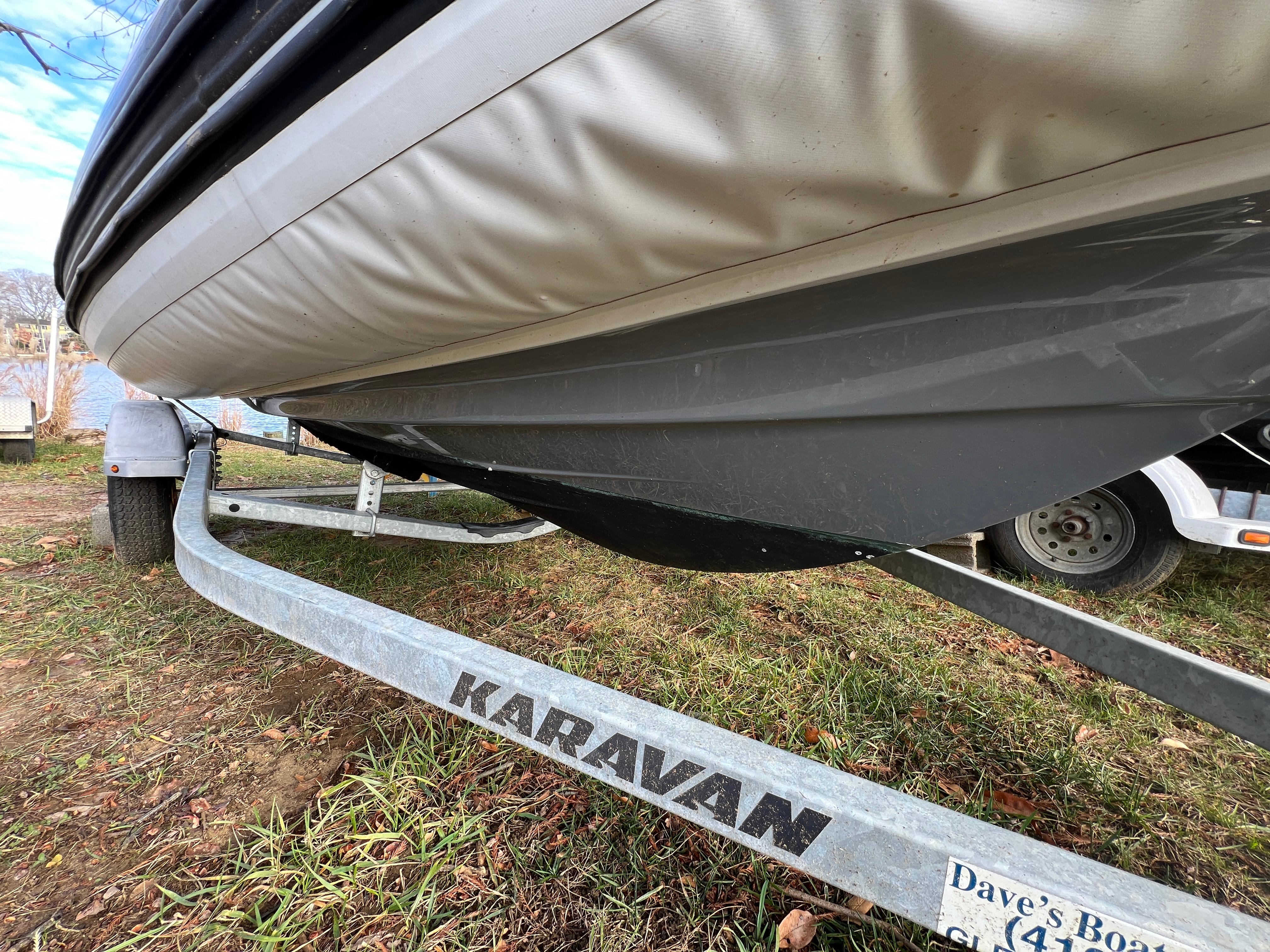 Slide: The Image of 2021 Brig Inflatables Navigator 520 on Karavan trailer, side view. - 13
