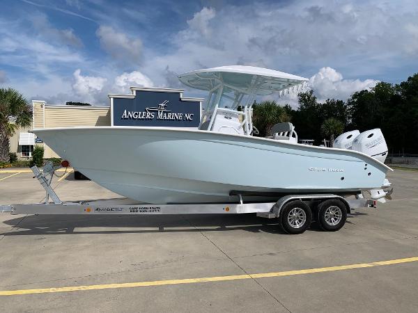 Slide: The Image of 2024 Cape Horn 24 XS boat on trailer at Anglers Marine NC. - 0