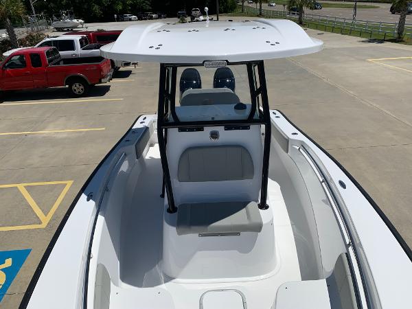 Slide: The Image of 2024 Cape Horn 24 XS boat in a parking lot, top view. - 19