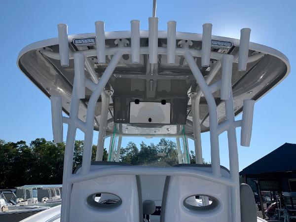 Slide: The Image of 2024 Cape Horn 31T boat with rod holders and T-top. - 3