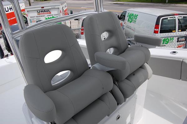 Slide: The Image of 2023 Cape Horn 31T boat with dual gray captain's chairs. - 5