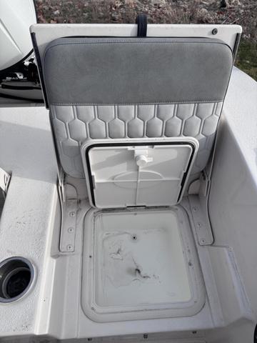 Slide: The Image of 2025 Carolina Skiff 22 Ultra Elite boat seat with storage compartment. - 20