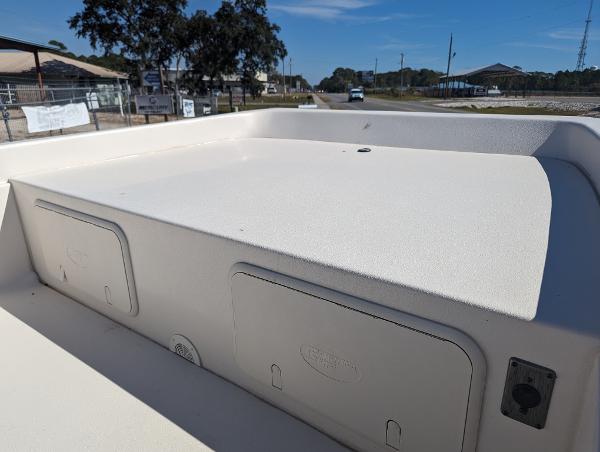 Slide: The Image of 2024 Carolina Skiff E Series 24ft CC boat storage compartments. - 10