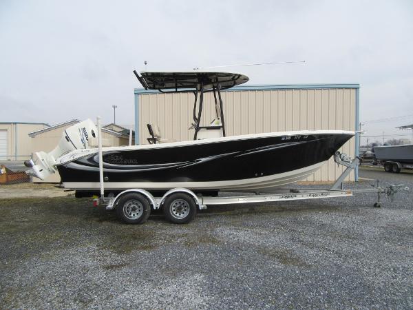 Slide: The Image of 2016 Carolina Skiff Sea Chaser 22 HFC boat on a trailer. - 1