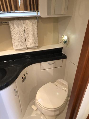 Slide: The Image of Bathroom in 2004 Carver 366 Motor Yacht with modern fixtures and elegant design. - 11
