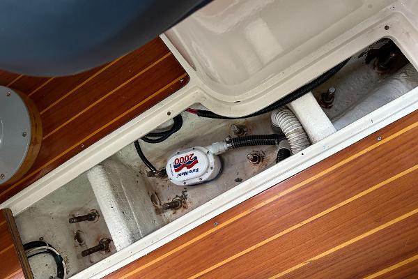 Slide: The Image of Bilge area of 2000 Catalina 34 MkII sailboat with pump and wooden flooring. - 20