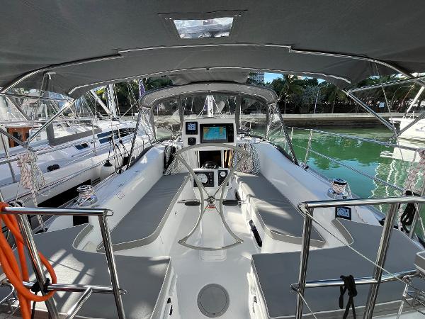 Slide: The Image of 2024 Catalina 355 sailboat cockpit with modern navigation equipment. - 7