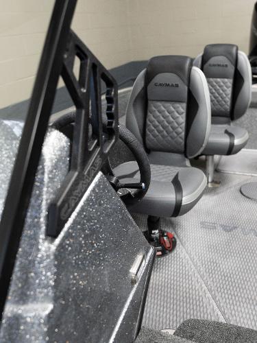 Slide: The Image of 2023 Caymas DV 20 boat interior with gray and black seats. - 14