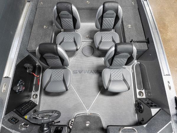 Slide: The Image of 2023 Caymas DV 20 boat interior with four seats and steering console. - 7