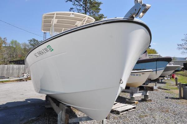 Slide: The Image of 2021 Century Coronado boat on dry dock, front view. - 4