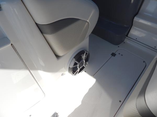 Slide: The Image of Interior of 2009 Chaparral 275 SSi boat showing speaker and seating area. - 43