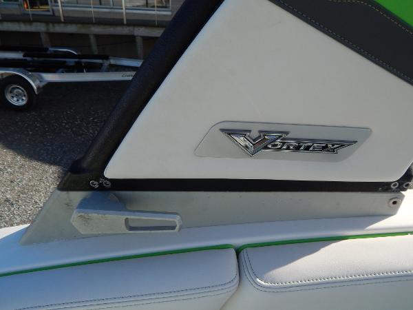 Slide: The Image of 2015 Chaparral Vortex 223 VRX boat interior detail with logo. - 18