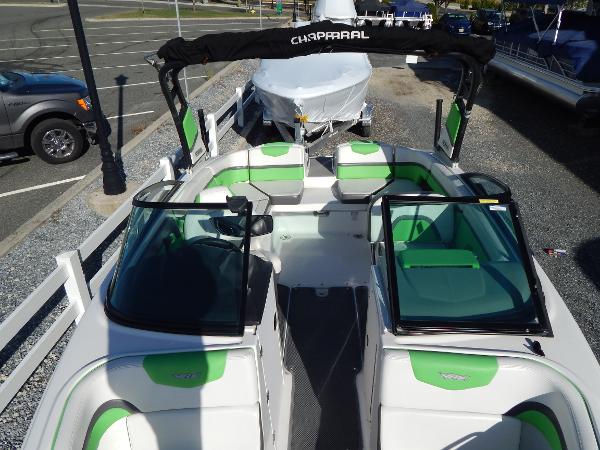 Slide: The Image of 2015 Chaparral Vortex 223 VRX boat with green and white interior. - 36
