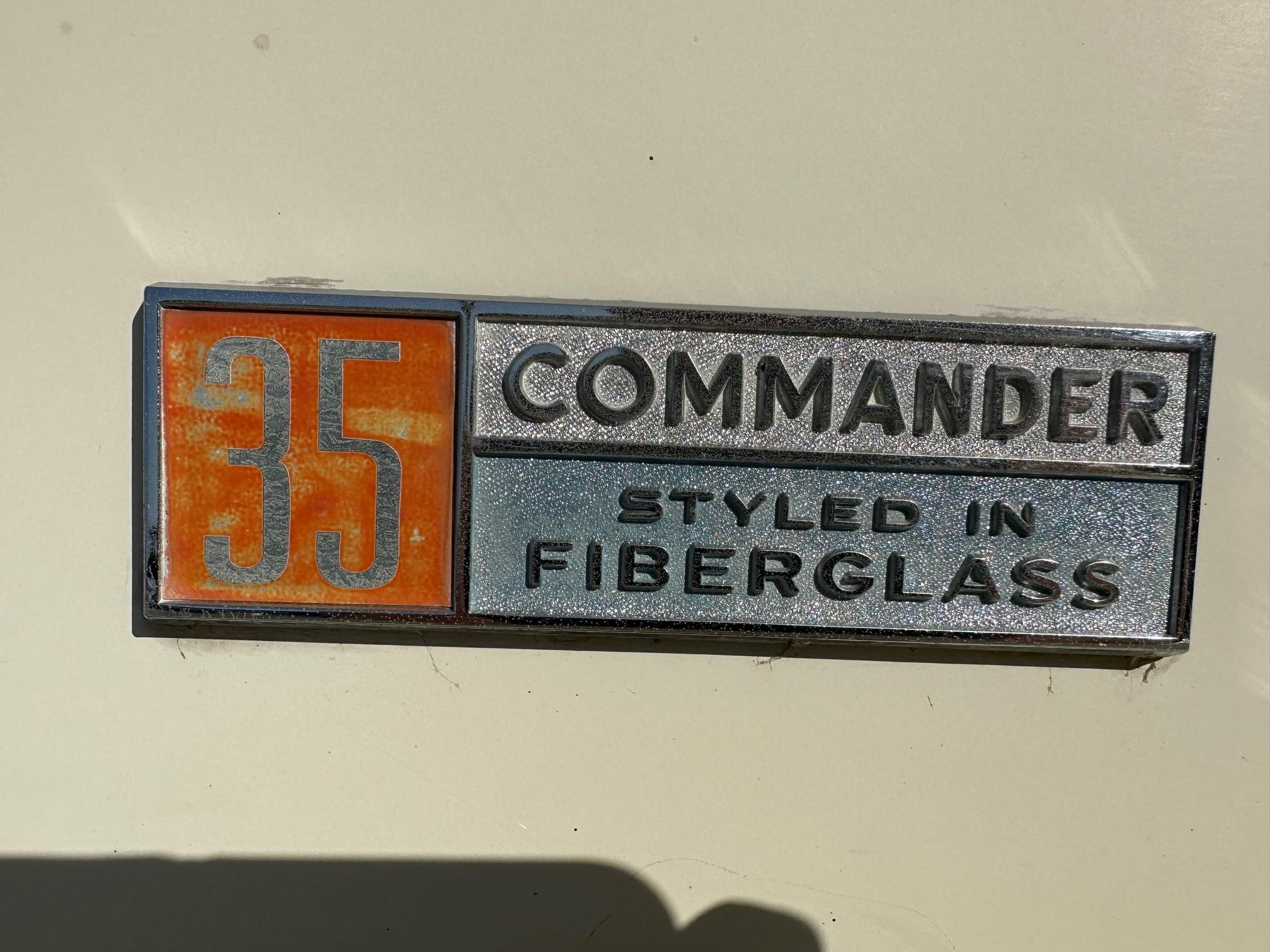 Slide: The Image of 1968 Chris-Craft 35 Commander boat emblem, styled in fiberglass. - 7
