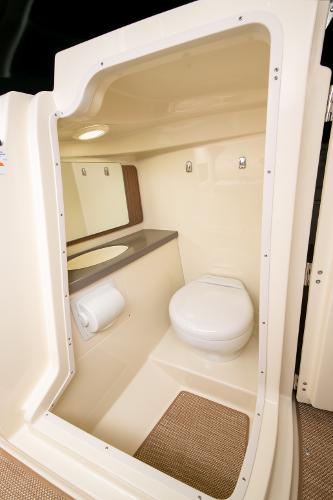 Slide: The Image of 2024 Chris-Craft Calypso 24 boat interior bathroom with toilet and sink. - 9