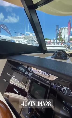 Slide: The Image of Chris-Craft Catalina 28 dashboard view at a boat show, 2024 model. #Catalina28 - 6