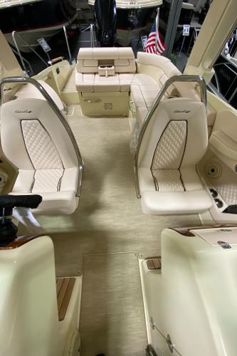 Slide: The Image of 2025 Chris-Craft Launch 28 GT interior with luxurious beige seating and elegant design. - 18