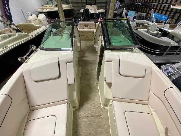 Slide: The Image of 2025 Chris-Craft Launch 28 GT interior with luxurious seating and sleek design. - 21
