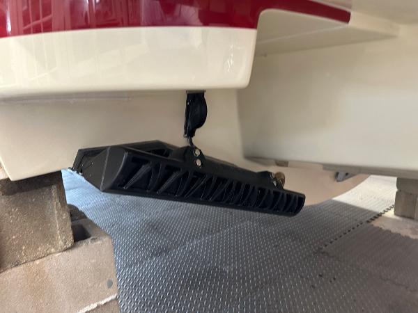 Slide: The Image of 2024 Chris-Craft Launch 31 GT boat hull detail on blocks. - 26