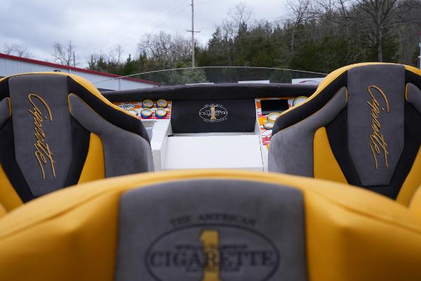 Slide: The Image of 2005 Cigarette 38 Top Gun boat interior with branded seats and dashboard. - 14