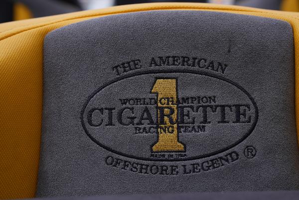 Slide: The Image of 2005 Cigarette 38 Top Gun boat seat with embroidered logo. - 15