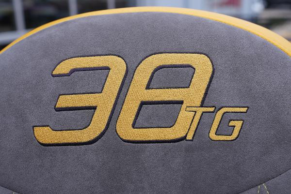 Slide: The Image of 2005 Cigarette 38 Top Gun logo on boat seat - 20