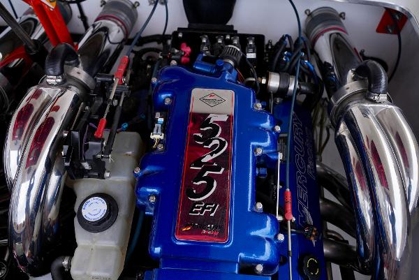 Slide: The Image of 2005 Cigarette 38 Top Gun engine with 525 EFI Mercury motor. - 26