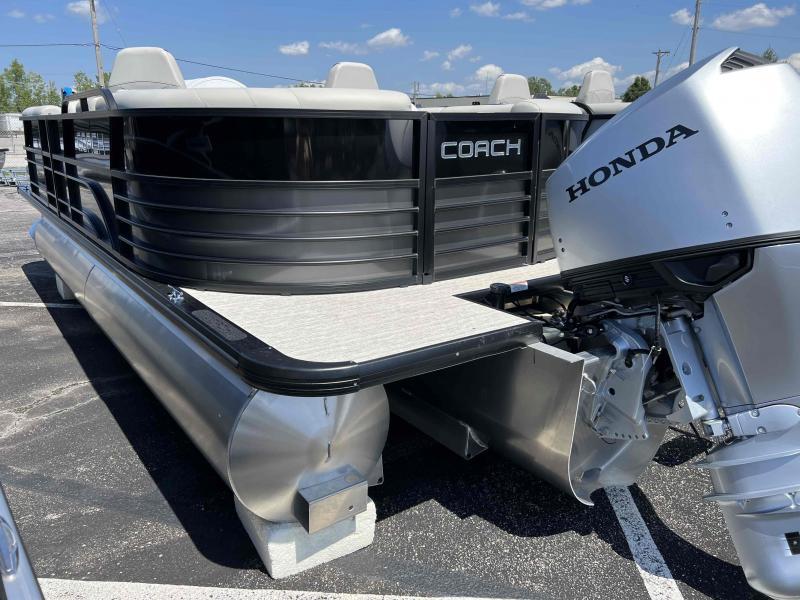 Slide: The Image of 2023 Coach 223 RFC pontoon boat with Honda outboard motor. - 10