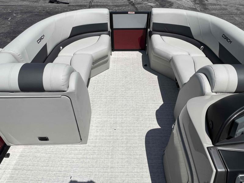 Slide: The Image of 2023 Coach 223 RFC boat interior with gray seating and black accents. - 5