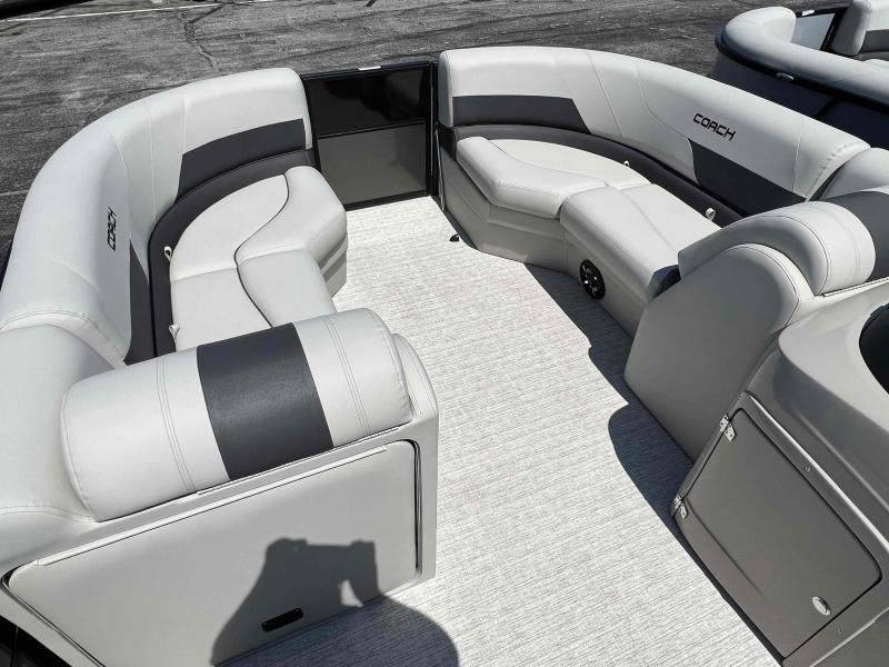 Slide: The Image of 2023 Coach 223 RFC boat interior with gray and black seating. - 5