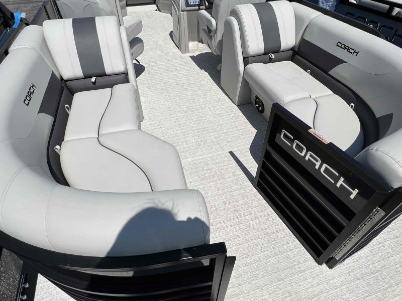 Slide: The Image of Interior of 2023 Coach 223 RFC boat with luxurious seating and modern design. - 9