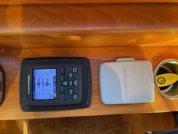 Slide: The Image of Humminbird marine device on Coastal Craft 56 yacht, 2012 model, with wooden interior. - 36