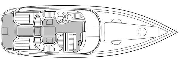Slide: The Image of Top view schematic of a 2004 Cobalt 360 boat layout. - 41