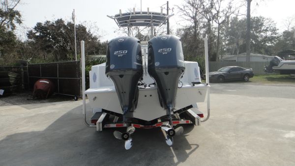 Slide: The Image of 2024 Contender 28T boat with twin 250 HP outboard engines. - 6
