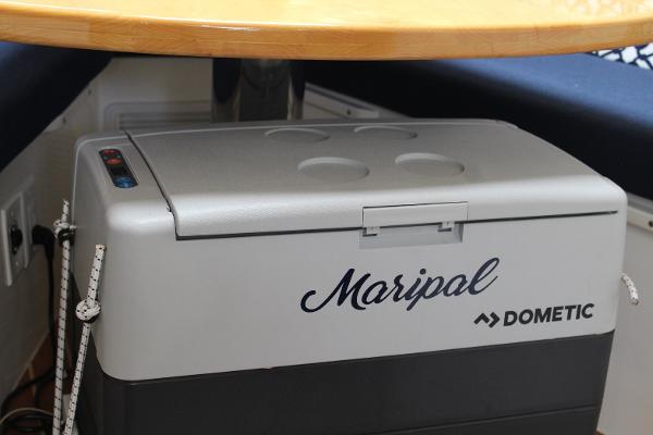 Slide: The Image of Dometic cooler on 2008 Contender 38 Express boat interior. - 40