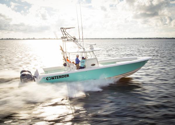 Slide: The Image of 2024 Contender 39 ST boat cruising on open water. - 0