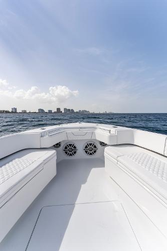 Slide: The Image of 2025 Contender 44ST boat interior with ocean view. - 21