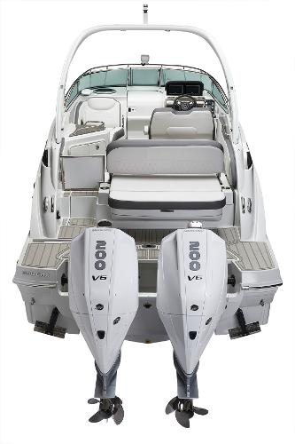Slide: The Image of 2024 Crownline 280 CRX boat with twin 200 V6 outboard engines. - 6